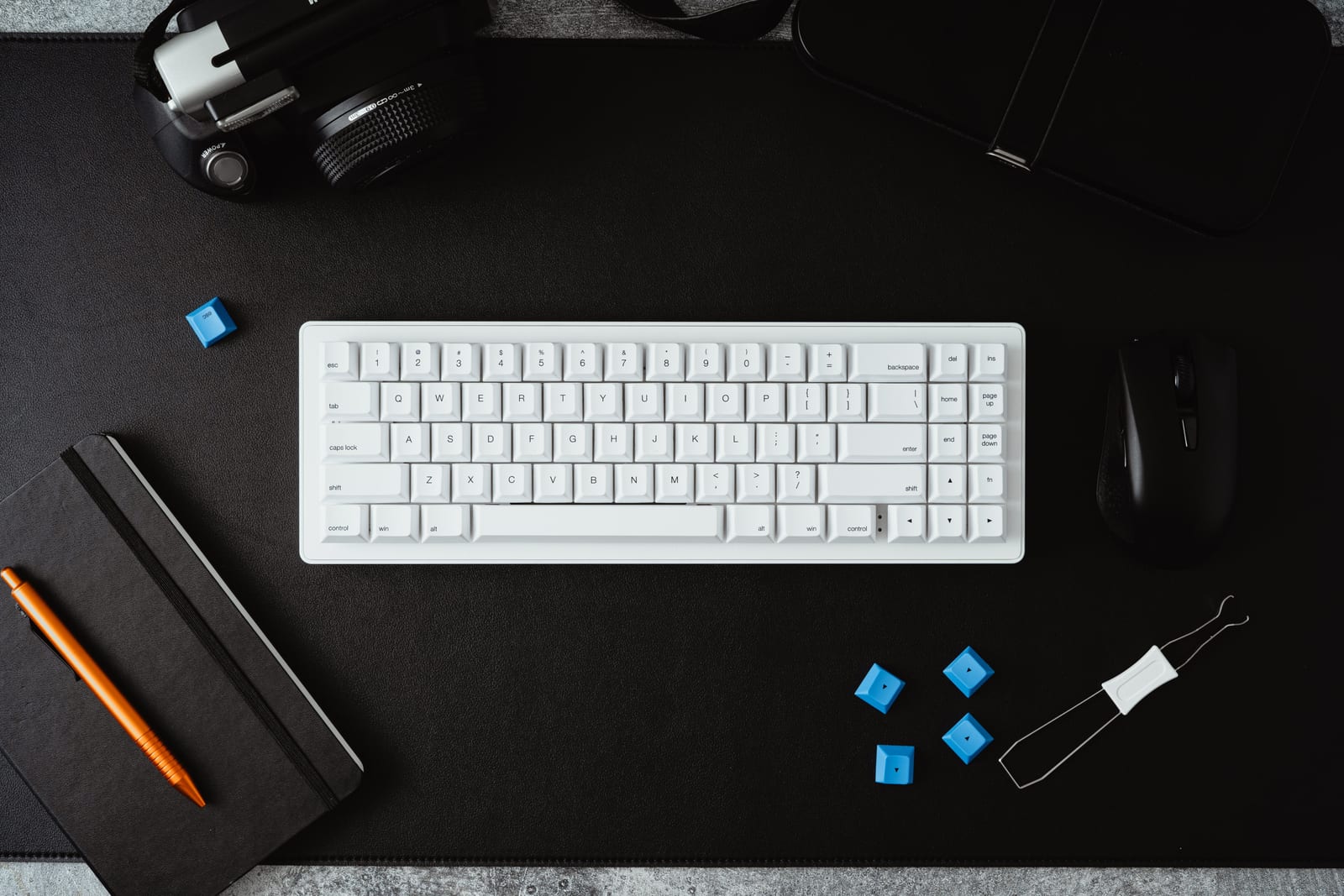 WhiteFox Eclipse mechanical keyboard with aluminum low profile case on a desk