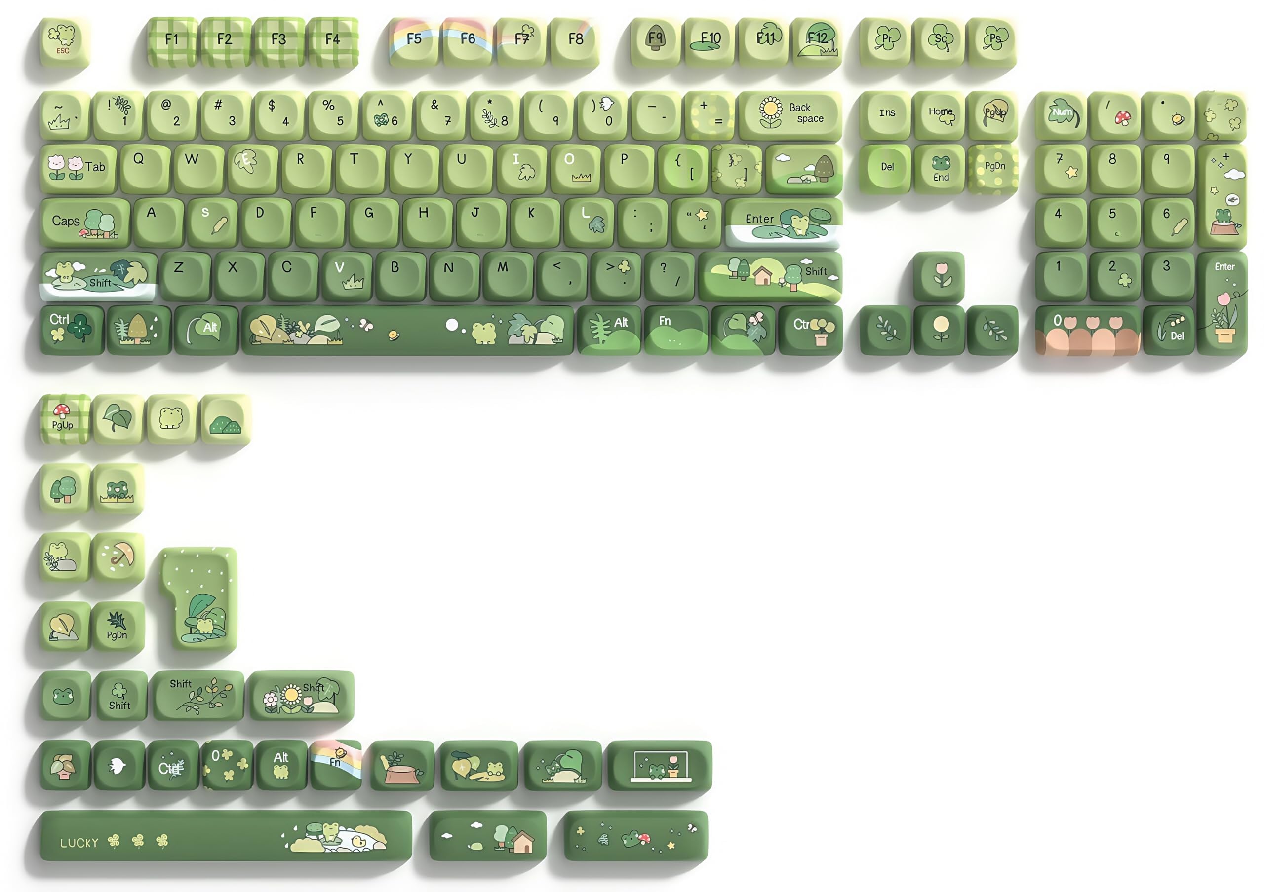 dagaladoo Matcha Green Frog Cute PBT Keycap Set