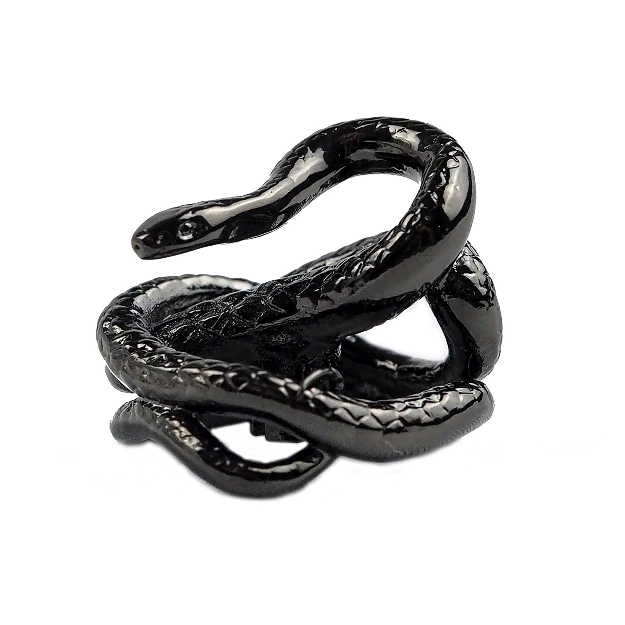 Spirit Snake copper artisan metal keycap coiled snake sculpt in black gold finish
