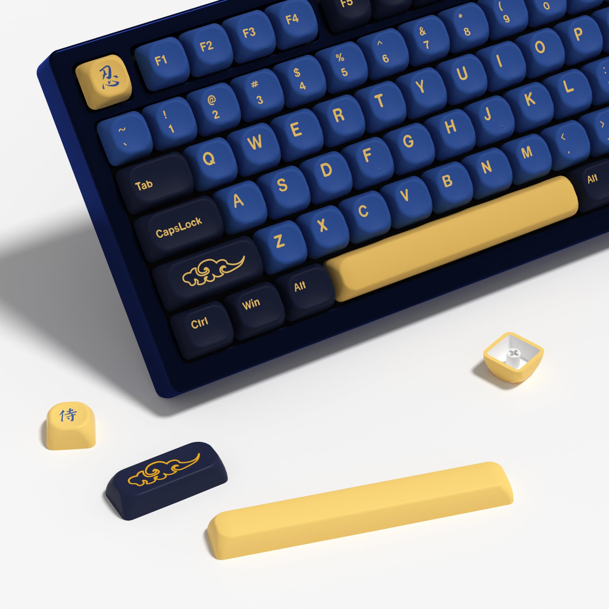 KBDiy Blue Samurai KOA Profile PBT Keycaps 75%