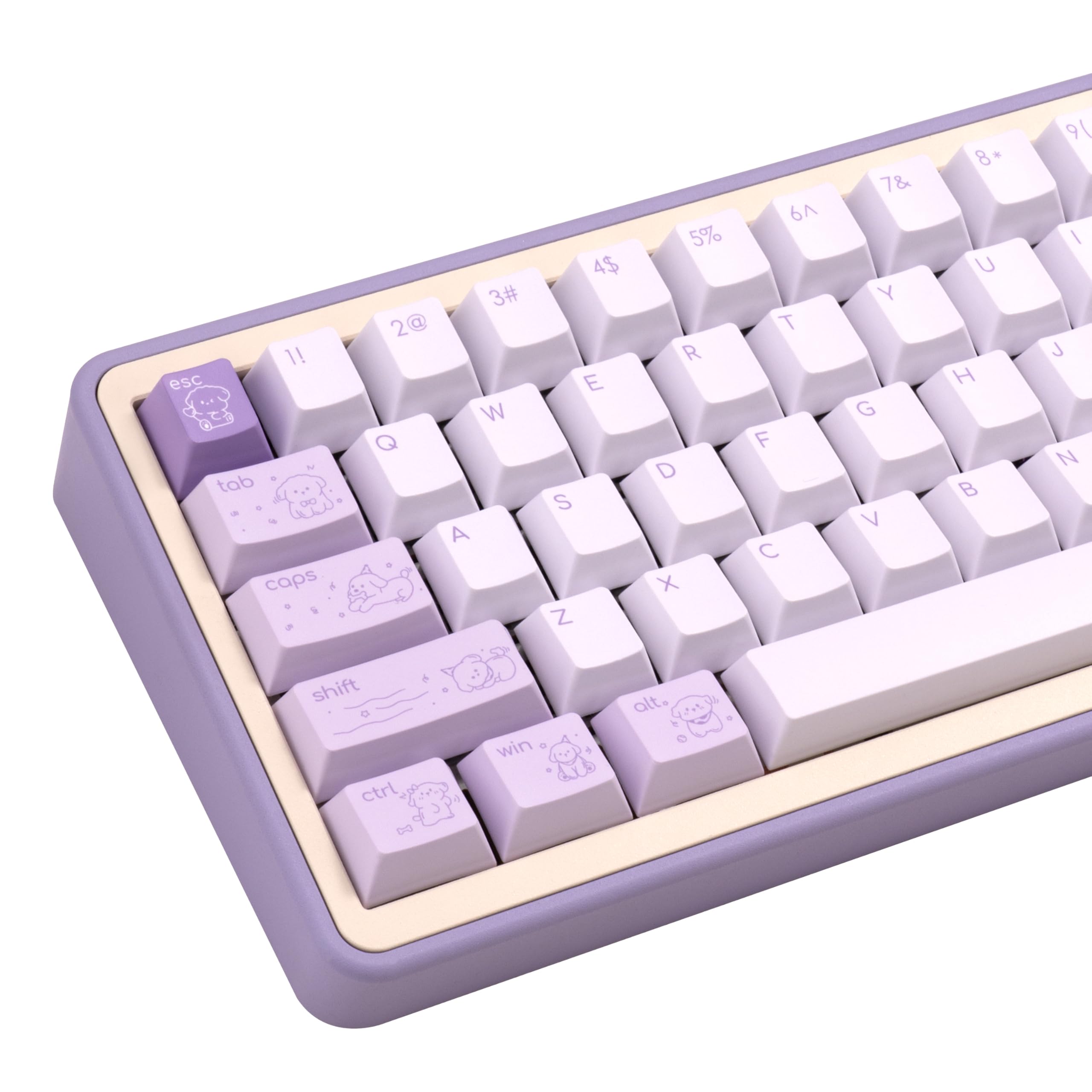 Minimalist Cute PBT Keycaps Light Purple Cherry Profile
