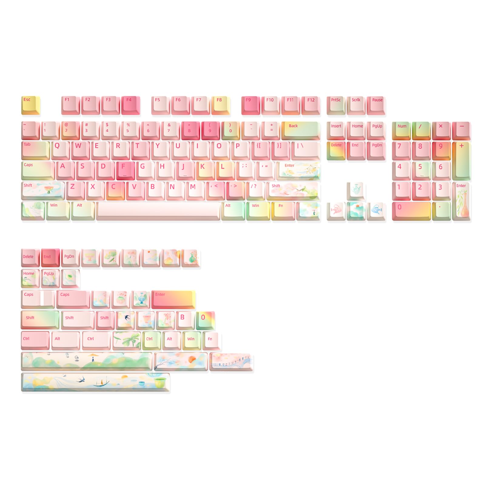 YUNZII Spring Garden PBT Double Shot Cherry Profile Keycaps